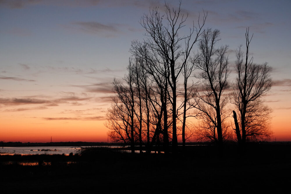 Zonsondergang boven Eelderdiep (Onlanden)